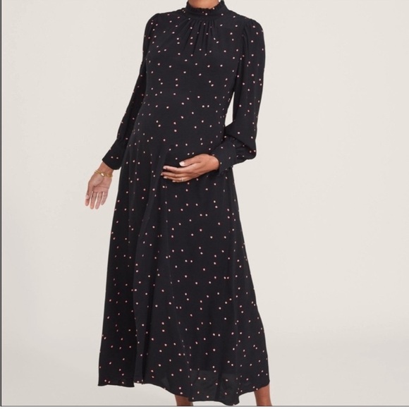 Hatch /  Robin Scattered Rose black Floral midi long sleeve Dress 1 S - Picture 1 of 5